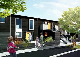 Example of new facades - First sod turned for innovative housing transformation - C.F. Møller. Photo: C.F. Møller