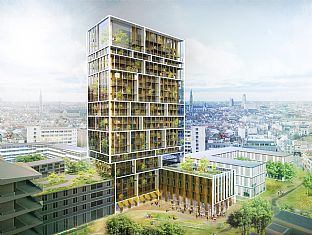 Residential tower in Antwerp - C.F. Møller. Photo: C.F. Møller & Brut Residential tower in Antwerp - C.F. Møller. Photo: C.F. Møller & Brut