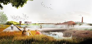 Vådområde - Masterplan klar for Energi-, Klima- og Miljøpark - C.F. Møller. Photo: Visualisering C.F. Møller