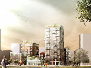 Årstafältet, dag - Nytt bostadskvarter vid Årstafältet, Stockholm - C.F. Møller