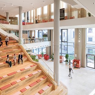 B-One, C.F. Møller Architects - Berlin Hyp Office Building Achieves DGNB Platinum and Diamond for Climate-Friendly and High-Architecture - C.F. Møller. Photo: Franz Brück