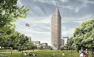 C.F. MØLLER FORSKER PÅ HØYHUS AV TRE - C.F. Møller. Photo: C.F. Møller