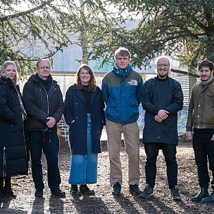 C.F. Møllers Landscape & Urbanism team in Copenhagen. From left to right: Emilie K. Larsen, Søren Hell, Sofie W.L. Jensen, Pelle Juul Carlsen, Martin Hedevang, and Luc Guralp. - C.F. Møller Architects strengthens its Landscape & Urbanism department - C.F. Møller. Photo: C.F. Møller Architects / Peter Sikker Rasmussen