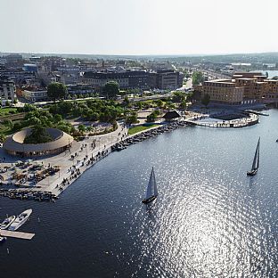 Der Plan für Mjøsfronten wird vorgestellt - ein neues und lebendiges Seeufer in der norwegischen Stadt Hamar - C.F. Møller. Photo: Plomp