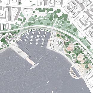 Der Plan für Mjøsfronten wird vorgestellt - ein neues und lebendiges Seeufer in der norwegischen Stadt Hamar - C.F. Møller. Photo: C.F. Møller Architects