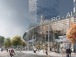 Fernbahnhof Hamburg-Altona udendørsarealer - Konkurrence om byrum vundet i Hamborg - C.F. Møller. Photo: C.F. Møller Architects