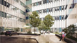 Green light for the new ward at Danderyd Hospital - C.F. Møller. Photo: C.F. Møller Architects / Carlstedts Arkitekter