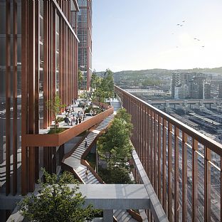 Großflächige Umgestaltung und innovative Wiederverwendung im Zentrum von Oslo - C.F. Møller. Photo: Visulent