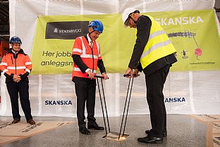 Grundstenen lagt til NTNU Campus Trondheim, Norge - C.F. Møller. Photo: Statsbygg