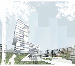 Hovedindgang - Danmarkshistoriens største hospitalsopgave - C.F. Møller. Photo: Rådgivergruppen DNU