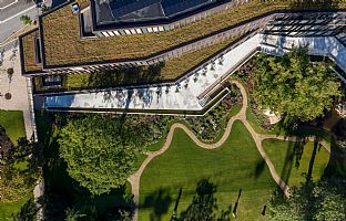 Landscape at Carlsberg headquarters. C.F. Møller Architects. - C.F. Møller Architects recognised for landscape project with integrated climate mitigation - C.F. Møller. Photo: Adam Mørk