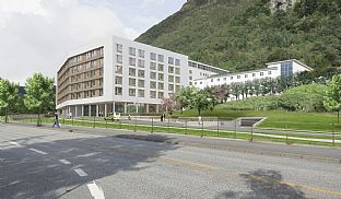 Laying the foundation stone for a new hospital in Bergen - C.F. Møller. Photo: C.F. Møller Architects