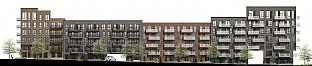 Nordfacade. - C.F. Møller designar bostadshus i karréstil - C.F. Møller. Photo: C.F. Møller