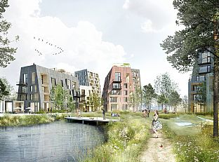 ÖRNSRO TIMBER TOWN: C.F. MØLLER WINS COMPETITION IN ÖREBRO  - C.F. Møller. Photo: C.F. Møller