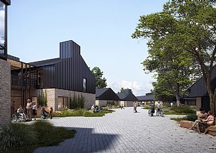 Plejecentret Sjælsø C.F. Møller Architects & skala architecture - C.F. Møller Architects och skala architecture vinner en tävling om modernisering och utbyggnad av Sjælsø vårdcenter i Rudersdal kommun i Danmark. - C.F. Møller. Photo: C.F. Møller Architects