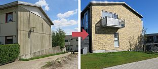 Prefabrikkerte boliger fra 70-tallet blir hageby - C.F. Møller. Photo: C.F. Møller