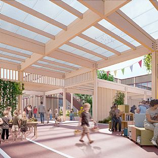 Ry School & Dayycare Centre, C.F. Møller Architects - Första spadtaget för klimatsmart och gemenskapsorienterad skola - C.F. Møller. Photo: C.F. Møller Architects