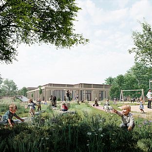 Ry School & Dayycare Centre, C.F. Møller Architects - Första spadtaget för klimatsmart och gemenskapsorienterad skola - C.F. Møller. Photo: C.F. Møller Architects