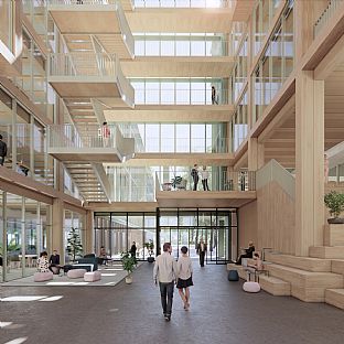 Scandinavian design meets sustainable construction: i8 becomes innovative timber hybrid building for Munichs iCampus im Werksviertel. - C.F. Møller. Photo: C.F. Møller Architects