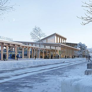 Skellefteå Station Area, C.F. Møller Architects - Competition win for a new station in Skellefteå, northern Sweden - C.F. Møller. Photo: C.F. Møller Architects
