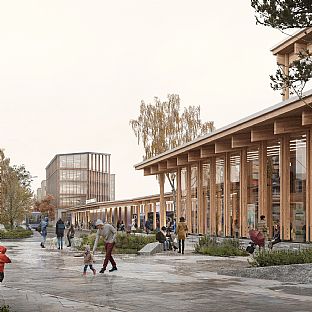Skellefteå Station Area, C.F. Møller Architects - Competition win for a new station in Skellefteå, northern Sweden - C.F. Møller. Photo: C.F. Møller Architects