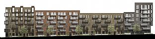 Sydfacade. - C.F. Møller designar bostadshus i karréstil - C.F. Møller. Photo: C.F. Møller
