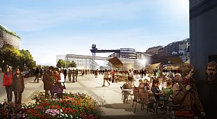 The masterplan creates new public spaces, and continues the grain and scale of the adjacent urban quarter - Masterplan for the Slussen area in Stockholm - C.F. Møller. Photo: Foster + Partners and Berg Arkitektkontor