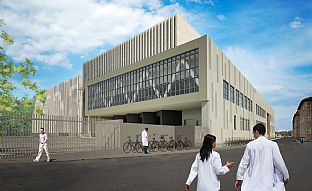 Topping-out celebration at the pioneering sterilisation centre and freight terminal - C.F. Møller. Photo: C.F. Møller