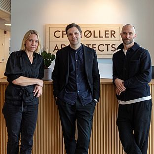 Vendela Martinac, associerad partner och arkitekt, Fredrik Cavallin, vd och arkitekt, och Mårten Leringe, partner och arkitekt på C.F. Møller Architects. - Fredrik Cavallin utsedd till ny vd för C.F. Møller Architects  - C.F. Møller. Photo: Nikolaj Jakobsen