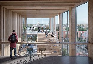 Wins competition with sustainable timber building - C.F. Møller. Photo: C.F. Møller Architects / Aesthetica