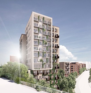  Brokvarteret, Boligtårn A. C.F. Møller. Photo: C.F. Møller Architects