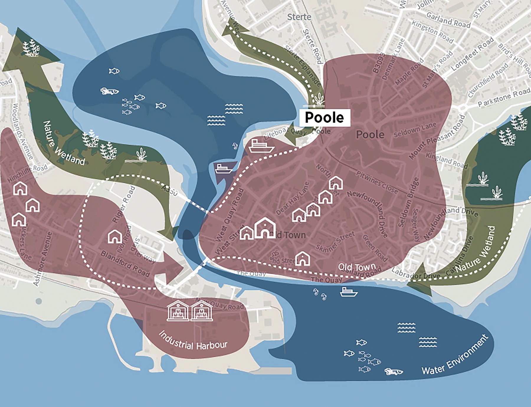 Illustrative Poole waterfront character areas around Holes Bay