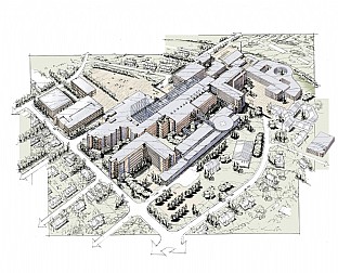  Krankenhaus in Vestfold, Masterplan. C.F. Møller. Photo: C.F. Møller