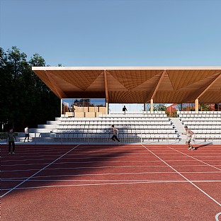  New athletics stadion and House of Sports, Kongelunden Aarhus. C.F. Møller